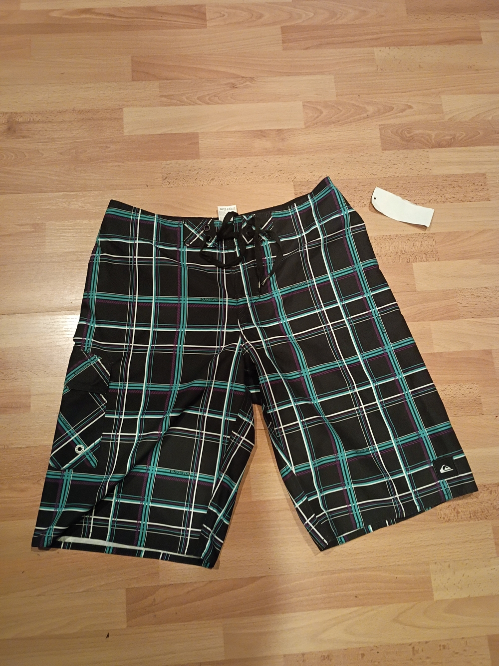 Quicksilver Board Shorts 14/28 Youth Black Plaid